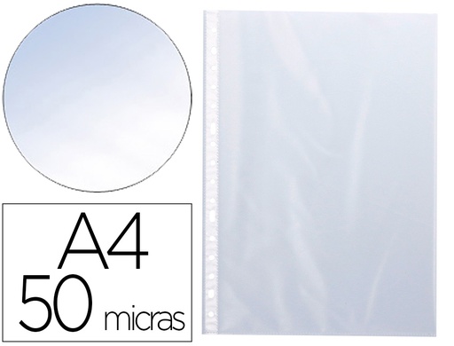 [KF01628] FUNDA MULTITALADRO Q-CONNECT DIN A4 50 MC CRISTAL CAJA DE 100 UNIDADES