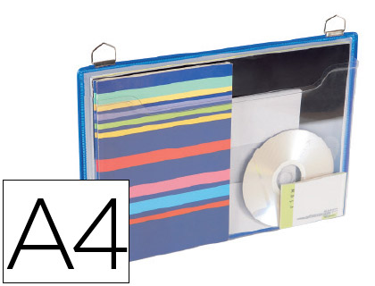 [354101] FUNDA PARA COLGAR TARIFOLD DIN A4 ANILLA METALICA FORMATO HORIZONTAL PACK DE 5 UNIDADES COLOR AZUL