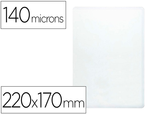 [KF15079] FUNDA PORTACARNET Q-CONNECT CUARTO 140 MICRAS PVC TRANSPARENTE 220X170MM