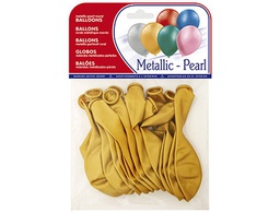[26024 (20024)] GLOBO 100% LATEX BIODEGRADABLE METALIZADO ORO BOLSA DE 15 UNIDADES