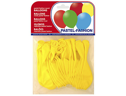 [26006 (20006)] GLOBO 100% LATEX BIODEGRADABLE PASTEL AMARILLO BOLSA DE 20 UNIDADES