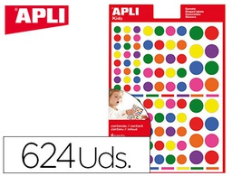 [12970] GOMETS APLI AUTOADHESIVO CIRCULO MULTICOLOR BLISTER DE 624 UNIDADES SURTIDAS