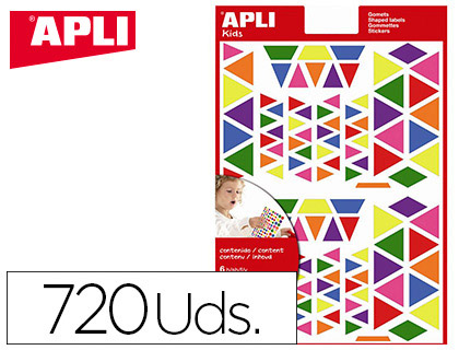 [13239] GOMETS APLI AUTOADHESIVO TRIANGULO MULTICOLOR BLISTER DE 720 UNIDADES SURTIDAS