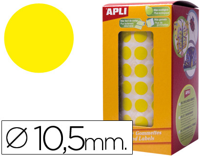 [4851] GOMETS AUTOADHESIVOS CIRCULARES 10,5MM AMARILLO ROLLO DE 5192 UNIDADES