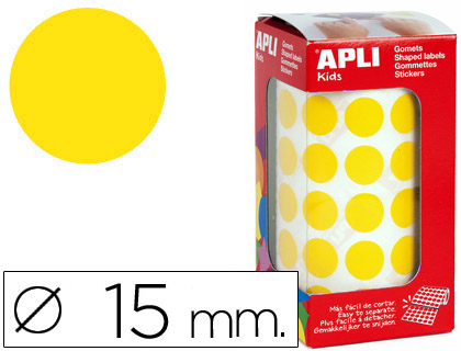 [4855] GOMETS AUTOADHESIVOS CIRCULARES 15 MM AMARILLO EN ROLLO CON 2832 UNIDADES