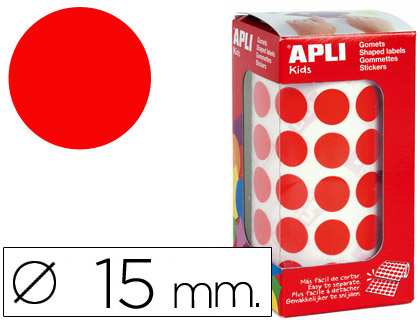[4857] GOMETS AUTOADHESIVOS CIRCULARES 15 MM ROJO ROLLO DE 2832 UNIDADES