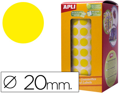 [4859] GOMETS AUTOADHESIVOS CIRCULARES 20 MM AMARILLO ROLLO DE 1770 UNIDADES