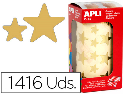 [12044] GOMETS AUTOADHESIVOS ESTRELLAS GRANDES ORO EN ROLLO CON 1416 UNIDADES