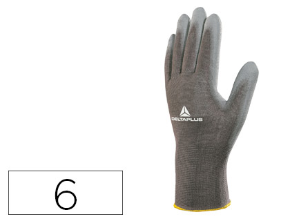 [VE702PG06] GUANTES DELTAPLUS POLIESTER ANTIDESLIZANTE LAVABLE ESPECIAL PARA MANIPULACION Y MANUTENCION GRIS TALLA 6