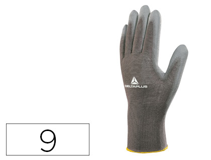 [VE702PG09] GUANTES DELTAPLUS POLIESTER ANTIDESLIZANTE LAVABLE ESPECIAL PARA MANIPULACION Y MANUTENCION GRIS TALLA 9