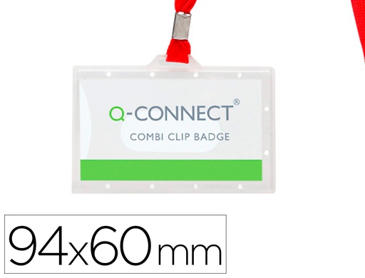 [KF03303] IDENTIFICADOR Q-CONNECT KF03303 CON CORDON PLANO ROJO Y APERTURA LATERAL 94X60 MM