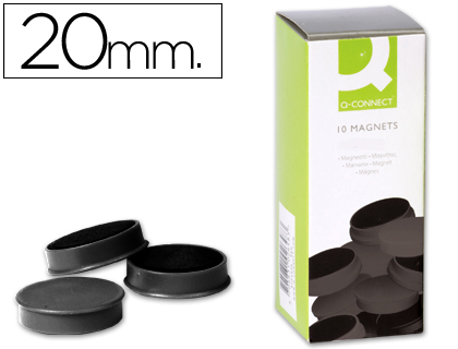 [KF02632] IMAN PARA SUJECION Q-CONNECT IDEAL PARA PIZARRAS MAGNETICAS20 MM NEGRO CAJA DE 10 UNIDADES