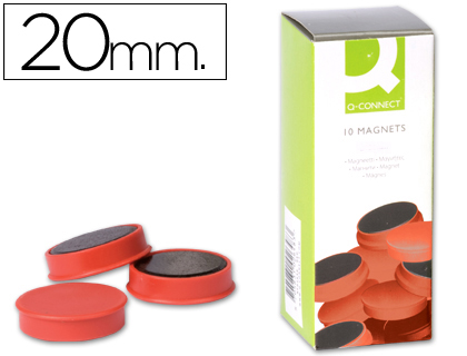 [KF02636] IMAN PARA SUJECION Q-CONNECT IDEAL PARA PIZARRAS MAGNETICAS20 MM ROJO CAJA DE 10 UNIDADES