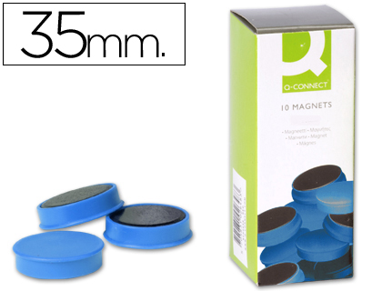 [KF02646] IMAN PARA SUJECION Q-CONNECT IDEAL PARA PIZARRAS MAGNETICAS35 MM AZUL CAJA DE 10 UNIDADES