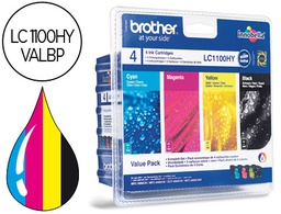 [LC1100HYVALBP] INK-JET BROTHER LC-1100BK /M/Y/C PACK 4 COLORES ALTA CAPACIDAD 900 PAG BK- 750 PAG M/Y/C-
