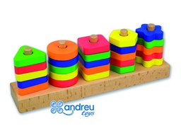 [16293A] JUEGO ANDREUTOYS MANIPULACION 25 PIEZAS GEOMETRICAS + 12 PLANTILLAS DOBLE CARA 32,8X19,2X7,1 CM