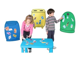 [849] JUEGO CONTENEDORES HENBEA PLASTICO RECICLAJE MATERIAL ORGANICO VIDRIO PAPEL 36 PIEZAS INCLUYE ENVASE RECICLA