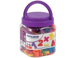 [97915] JUEGO MINILAND NUMEROS MAGNETICOS Y SIMBOLOS MATEMATICOS BOTE DE 162 PIEZAS