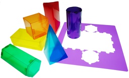 [861] JUEGO PLANTILLAS 3D HENBEA PLASTICO FLEXIBLE FORMAS GEOMETRICAS COLORES TRANSLUCIDOS 35X35 CM SET CON