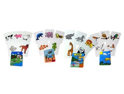 [927] JUEGO TARJETAS HENBEA ANIMALES PLASTICO FLEXIBLE 12X8.5 CM SET 24 UNIDADES