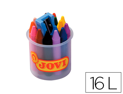 [980-16] LAPICES CERA JOVICOLOR BOTE DE 16 UNIDADES COLORES SURTIDOS