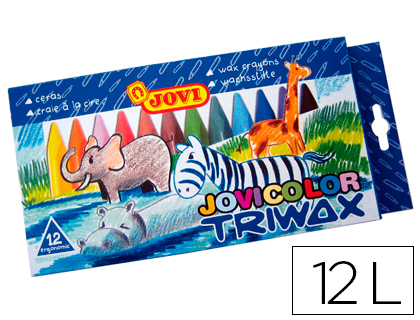 [973/12] LAPICES CERA JOVICOLOR TRIANGULAR TRIWAX 12 UNIDADES COLORES SURTIDOS