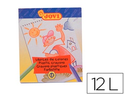 [912] LAPICES CERA JOVI HEXAGONAL CAJA DE 12 UNIDADES COLORES SURTIDOS