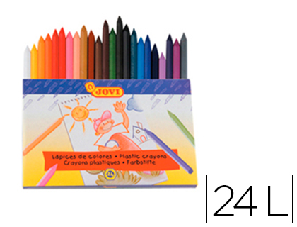 [924] LAPICES CERA JOVI HEXAGONAL CAJA DE 24 UNIDADES COLORES SURTIDOS