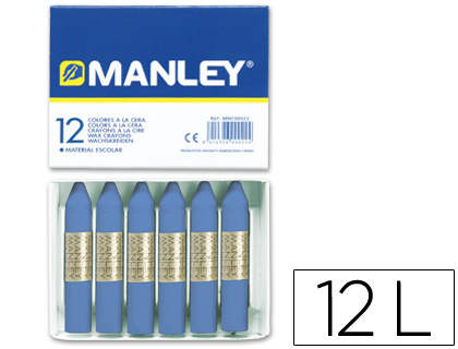 [MNC04613] LAPICES CERA MANLEY UNICOLOR AZUL ULTRAMAR N.18 CAJA DE 12 UNIDADES