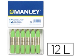 [MNC04657/ N. 22] LAPICES CERA MANLEY UNICOLOR VERDE AMARILLENTO -CAJA DE 12 N.22