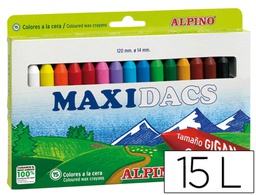 [DX050216] LAPICES CERA ALPINO MAXIDACS CAJA DE 15 UNIDADES COLORES SURTIDOS