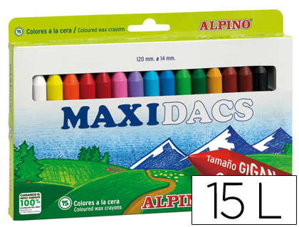 [DX050216] LAPICES CERA ALPINO MAXIDACS CAJA DE 15 UNIDADES COLORES SURTIDOS