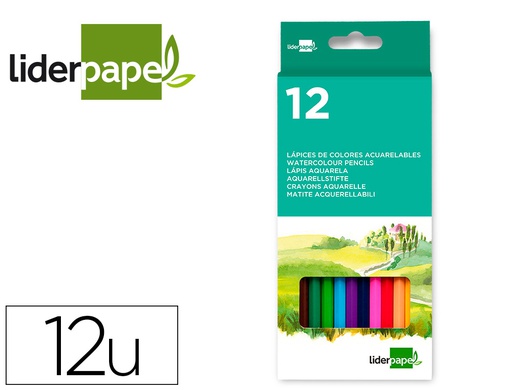 [LC09] LAPICES DE COLORES ACUARELABLES LIDERPAPEL CAJA DE 12 UNIDADES COLORES SURTIDOS