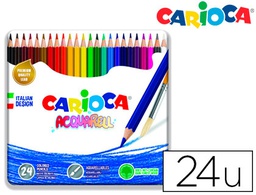 [42860] LAPICES DE COLORES CARIOCA ACUARELABLE CAJA METALICA DE 24 COLORES SURTIDOS