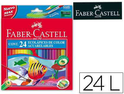 [114425] LAPICES DE COLORES FABER CASTELL ACUARELABLES CAJA DE 24 UNIDADES COLORES SURTIDOS