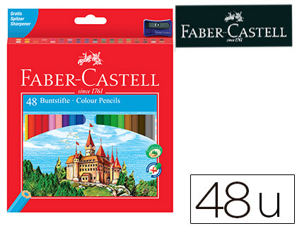 [120148] LAPICES DE COLORES FABER CASTELL HEXAGONAL MADERA REFORESTADA CAJA DE 48 UNIDADES COLORES SURTIDOS