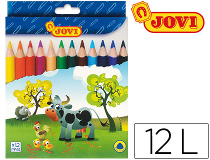 [735/12 (ANTIGUO 730/12)] LAPICES DE COLORES JOVI MAXI TRIANGULARES ESTUCHE DE 12 UNIDADES COLORES SURTIDOS