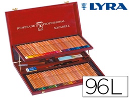 [L2014200] LAPICES DE COLORES LYRA REMBRANDT ACUARELABLE 96 COLORES ESTUCHE MADERA+LAPIZ NEGRO+CUCHILLA+TABLA