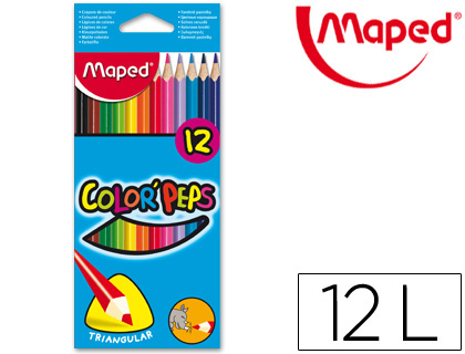 [183212FC] LAPICES DE COLORES MAPED TRIANGULARES CAJA DE 12 UNIDADES COLORES SURTIDOS