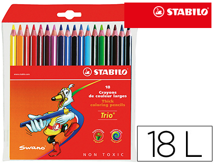 [203/18-01] LAPICES DE COLORES STABILO TRIO CAJA DE 18 COLORES