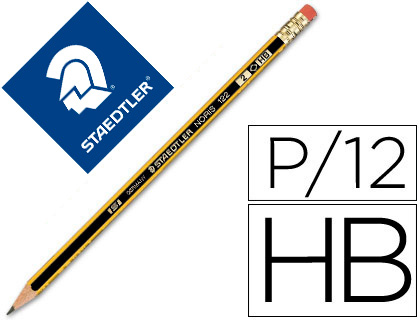 [122HB] LAPICES DE GRAFITO STAEDTLER NORIS N.2 HB CON GOMA DE BORRAR UNIDAD