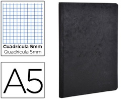 [795421C] LIBRETA AGE-BAG TAPA CARTULINA LOMO COSIDO CUADRO 5 MM 96 HOJAS COLOR NEGRO 148X210 MM