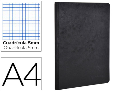 [791421C] LIBRETA AGE-BAG TAPA CARTULINA LOMO COSIDO CUADRO 5 MM 96 HOJAS COLOR NEGRO 210X297 MM