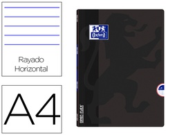 [100105792] LIBRETA ESCOLAR OXFORD OPENFLEX TAPA FLEXIBLE OPTIK PAPER 48 HOJAS DIN A4 RAYADO HORIZONTAL COLOR NEGRO