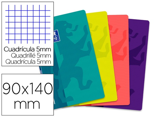 [400019577] LIBRETA ESCOLAR OXFORD TAPA FLEXIBLE OPTIK PAPER OPENFLEX 48 HOJAS 90 GR 90 X 140 MM CUADRO 5 MM COLORES SURTIDOS