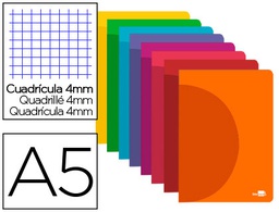 [LF03] LIBRETA LIDERPAPEL 360 TAPA DE PLASTICO A5 48 HOJAS 90G/M2 CUADRO 4MM CON MARGEN COLORES SURTIDOS
