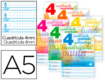[LB36] LIBRETA LIDERPAPEL PAUTAGUIA TAPA CARTONCILLO 32 HOJAS DIN A5 70 G CUADRICULADO PAUTADO 4 MM