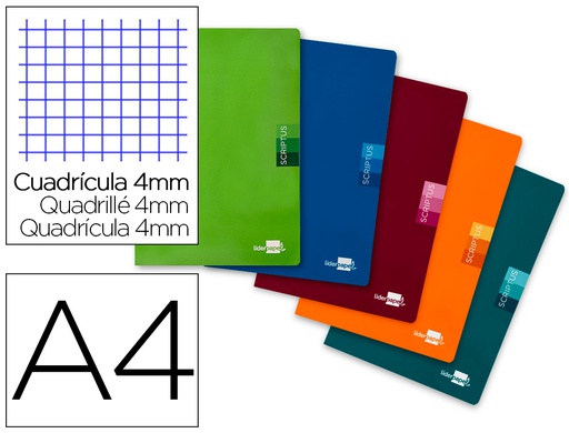 [LA06] LIBRETA LIDERPAPEL SCRIPTUS A4 48 HOJAS 90G/M2 CUADRO 4MM CON MARGEN
