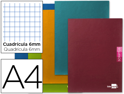 [LA07] LIBRETA LIDERPAPEL SCRIPTUS A4 48 HOJAS 90G/M2 CUADRO 6MM CON MARGEN