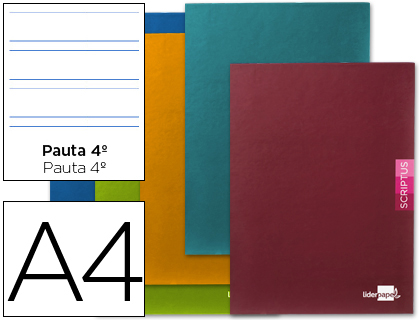 [LA09] LIBRETA LIDERPAPEL SCRIPTUS A4 48 HOJAS 90G/M2 PAUTA 4ª 3.5MM CON MARGEN